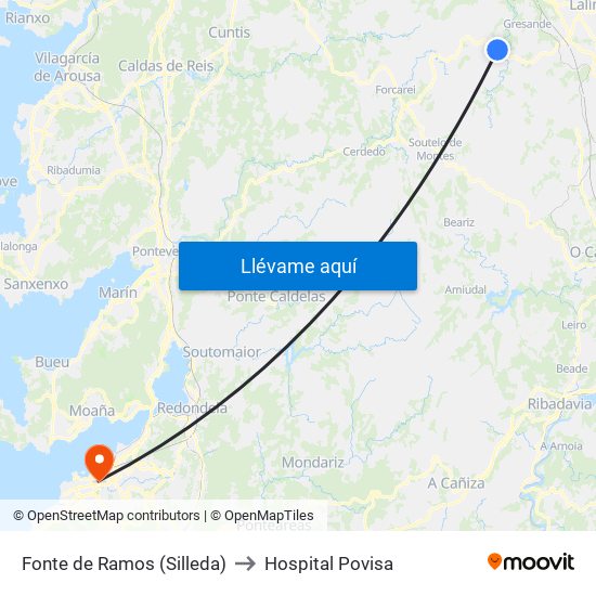 Fonte de Ramos (Silleda) to Hospital Povisa map