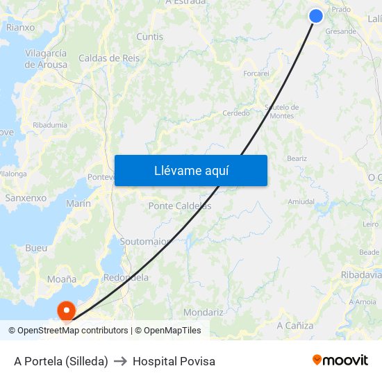 A Portela (Silleda) to Hospital Povisa map