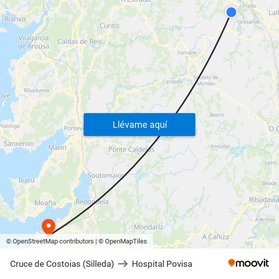 Cruce de Costoias (Silleda) to Hospital Povisa map