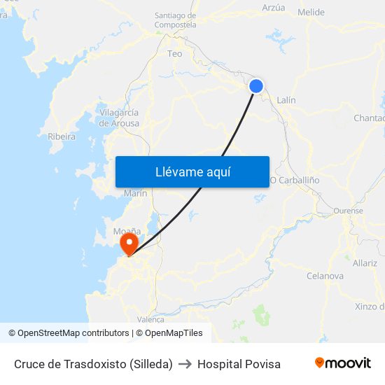 Cruce de Trasdoxisto (Silleda) to Hospital Povisa map