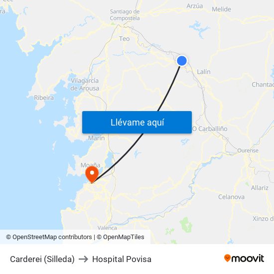 Carderei (Silleda) to Hospital Povisa map