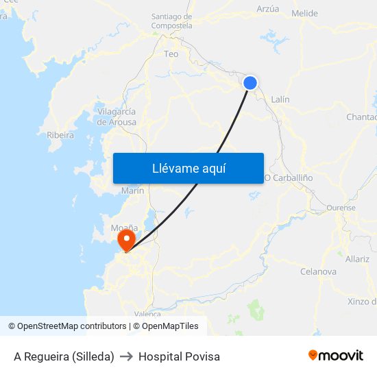 A Regueira (Silleda) to Hospital Povisa map