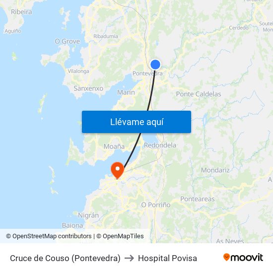 Cruce de Couso (Pontevedra) to Hospital Povisa map