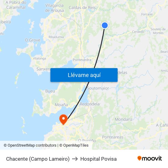 Chacente (Campo Lameiro) to Hospital Povisa map
