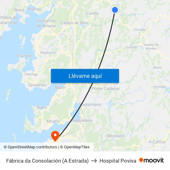 Fábrica da Consolación (A Estrada) to Hospital Povisa map