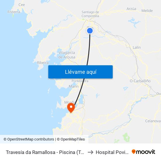 Travesía da Ramallosa - Piscina (Teo) to Hospital Povisa map