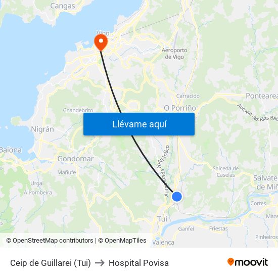 Ceip de Guillarei (Tui) to Hospital Povisa map