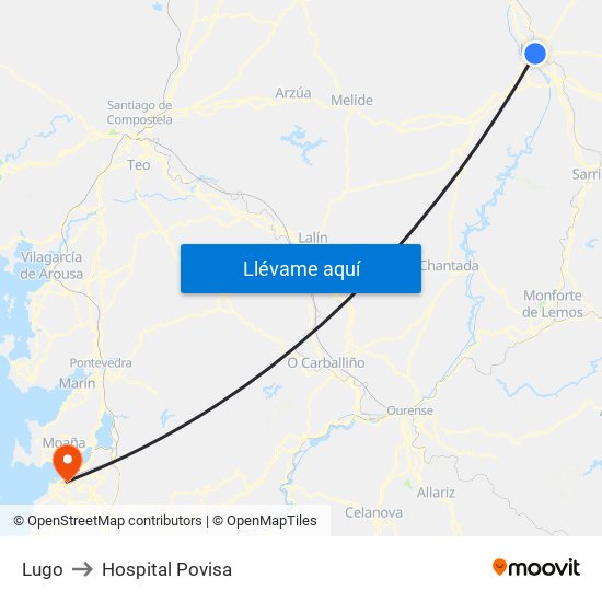 Lugo to Hospital Povisa map