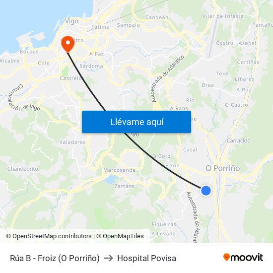 Rúa B - Froiz (O Porriño) to Hospital Povisa map