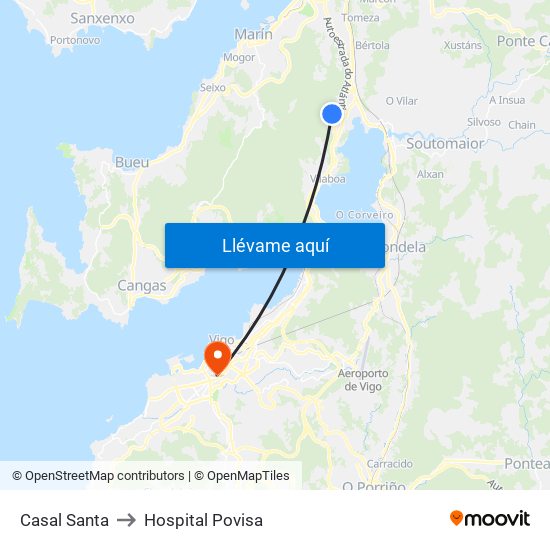 Casal Santa to Hospital Povisa map