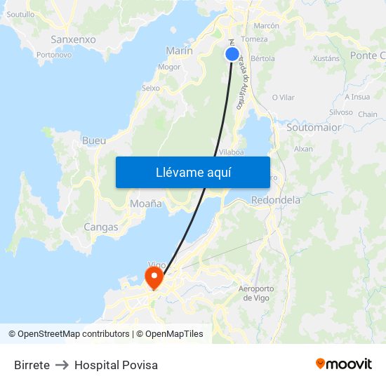 Birrete to Hospital Povisa map