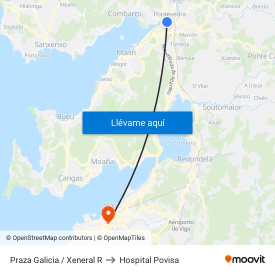 Praza Galicia / Xeneral R to Hospital Povisa map