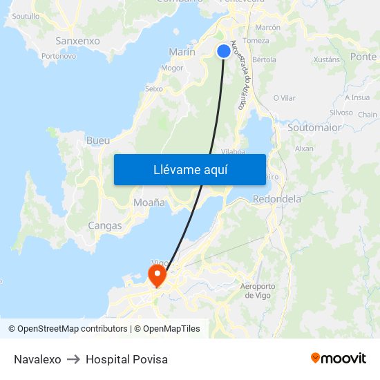 Navalexo to Hospital Povisa map