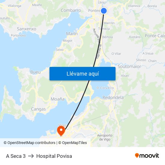 A Seca 3 to Hospital Povisa map