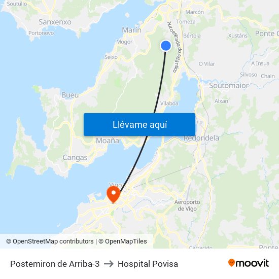 Postemiron de Arriba-3 to Hospital Povisa map