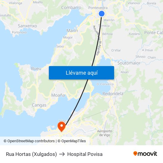 Rua Hortas (Xulgados) to Hospital Povisa map