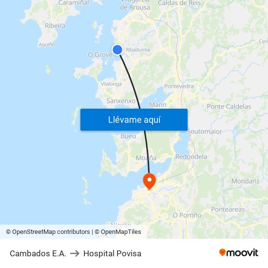 Cambados E.A. to Hospital Povisa map