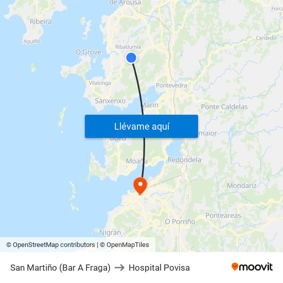 San Martiño (Bar A Fraga) to Hospital Povisa map
