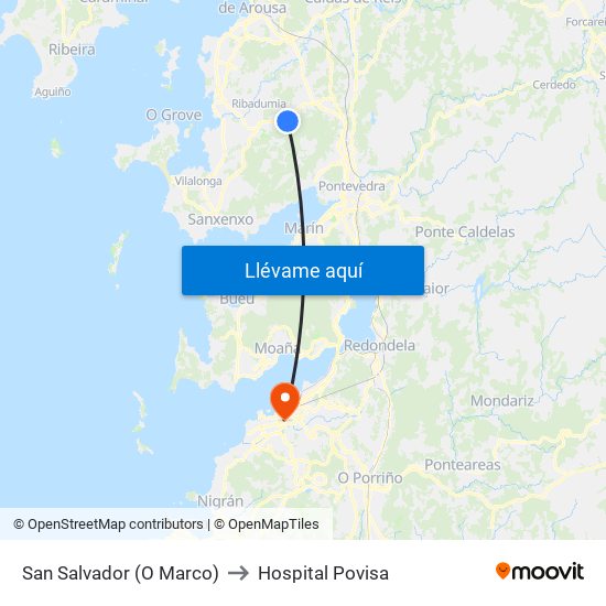 San Salvador (O Marco) to Hospital Povisa map