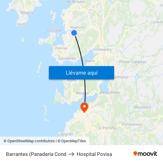 Barrantes (Panadería Cond to Hospital Povisa map
