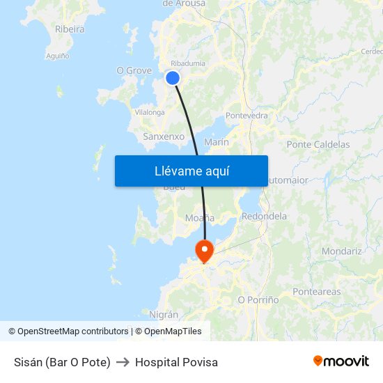 Sisán (Bar O Pote) to Hospital Povisa map