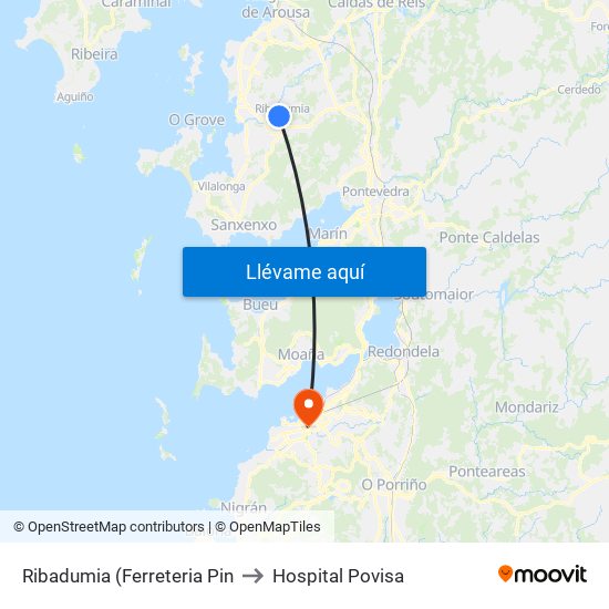 Ribadumia (Ferreteria Pin to Hospital Povisa map