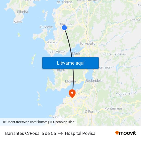 Barrantes C/Rosalía de Ca to Hospital Povisa map