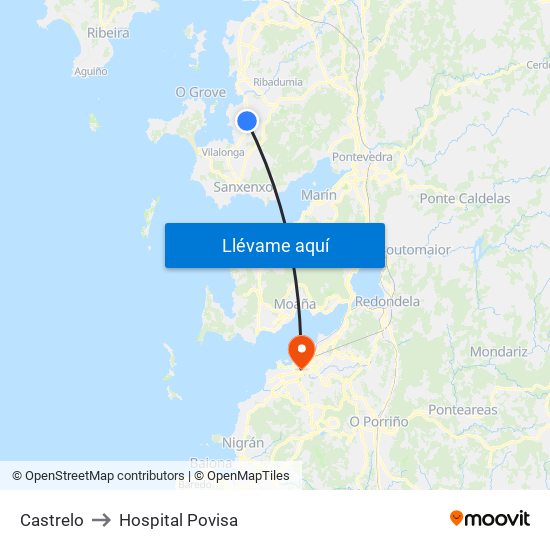 Castrelo to Hospital Povisa map