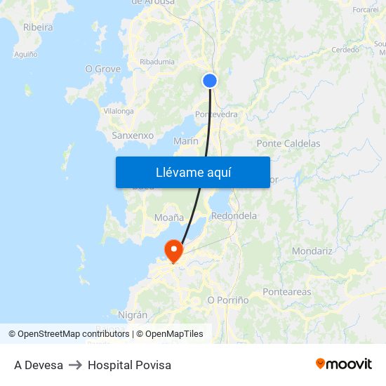 A Devesa to Hospital Povisa map