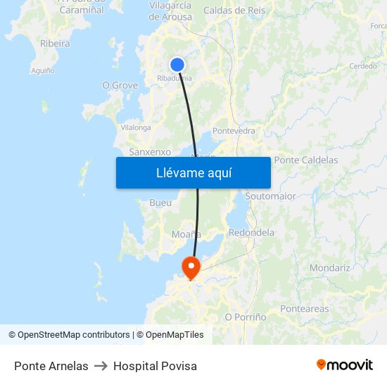 Ponte Arnelas to Hospital Povisa map