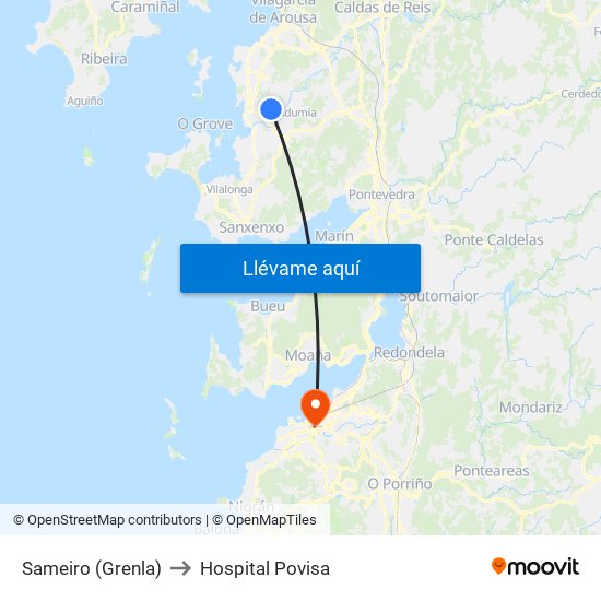 Sameiro (Grenla) to Hospital Povisa map