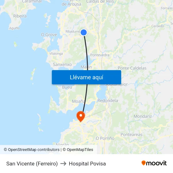 San Vicente (Ferreiro) to Hospital Povisa map