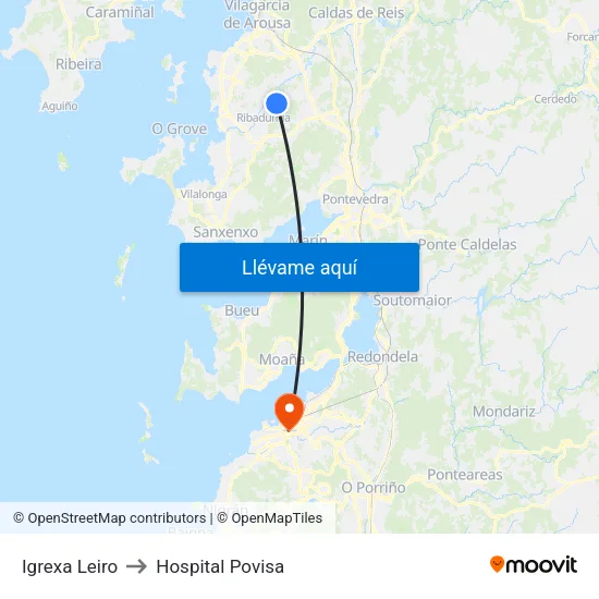 Igrexa Leiro to Hospital Povisa map