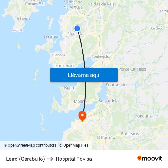Leiro (Garabullo) to Hospital Povisa map