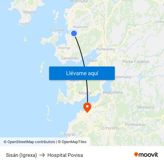 Sisán (Igrexa) to Hospital Povisa map