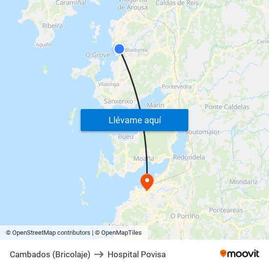 Cambados (Bricolaje) to Hospital Povisa map