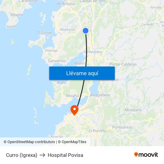 Curro (Igrexa) to Hospital Povisa map