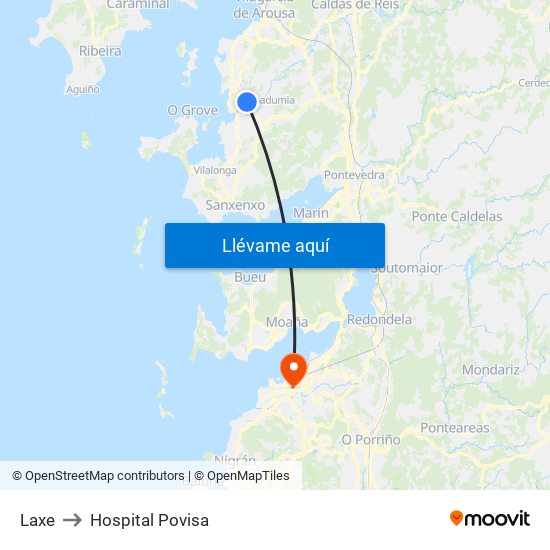 Laxe to Hospital Povisa map