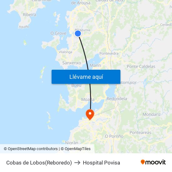 Cobas de Lobos(Reboredo) to Hospital Povisa map
