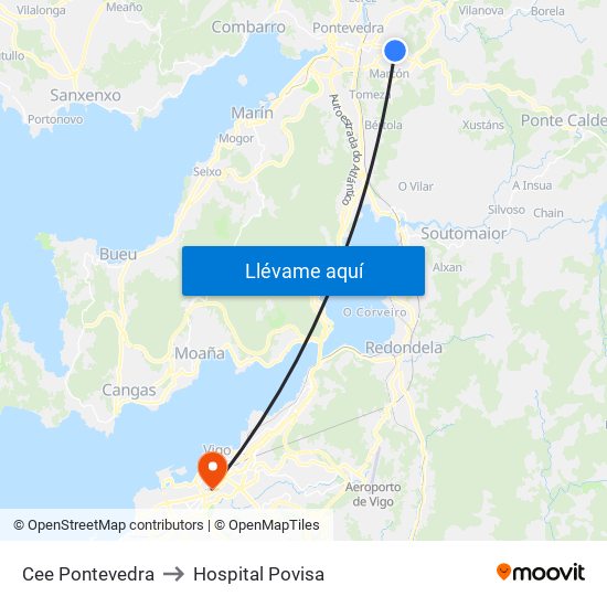 Cee Pontevedra to Hospital Povisa map