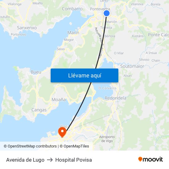 Avenida de Lugo to Hospital Povisa map
