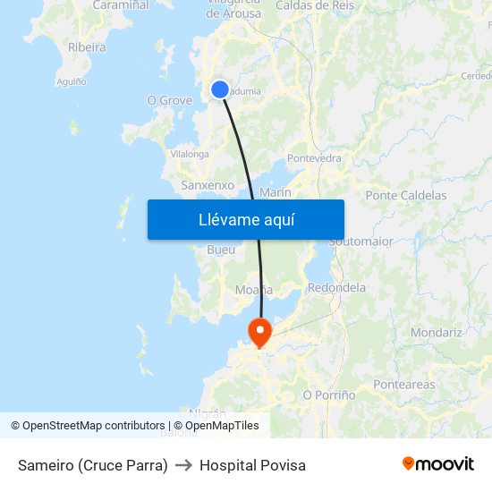 Sameiro (Cruce Parra) to Hospital Povisa map