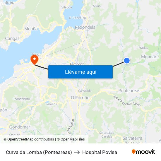 Curva da Lomba (Ponteareas) to Hospital Povisa map