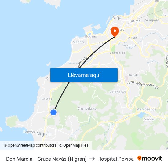 Don Marcial - Cruce Navás (Nigrán) to Hospital Povisa map