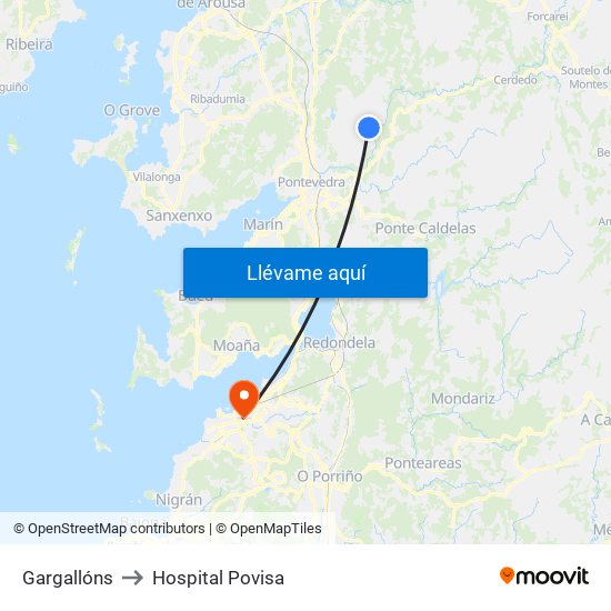 Gargallóns to Hospital Povisa map