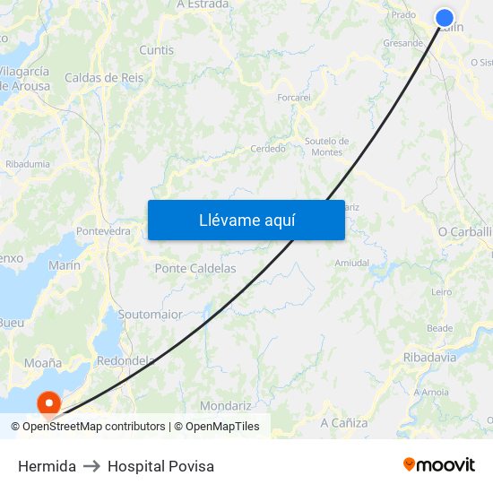 Hermida to Hospital Povisa map