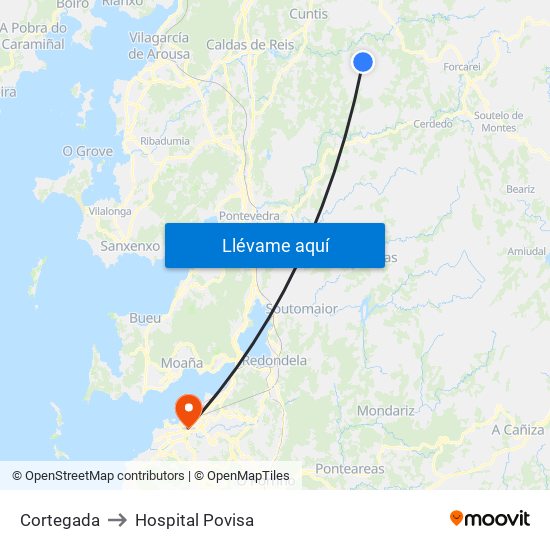 Cortegada to Hospital Povisa map