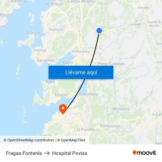 Fragas-Fontenla to Hospital Povisa map