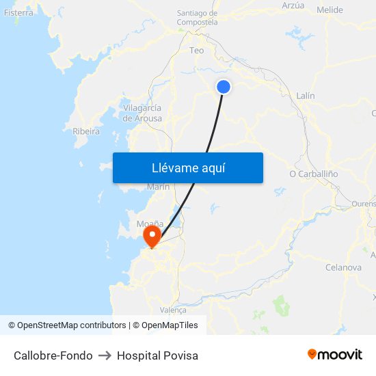 Callobre-Fondo to Hospital Povisa map