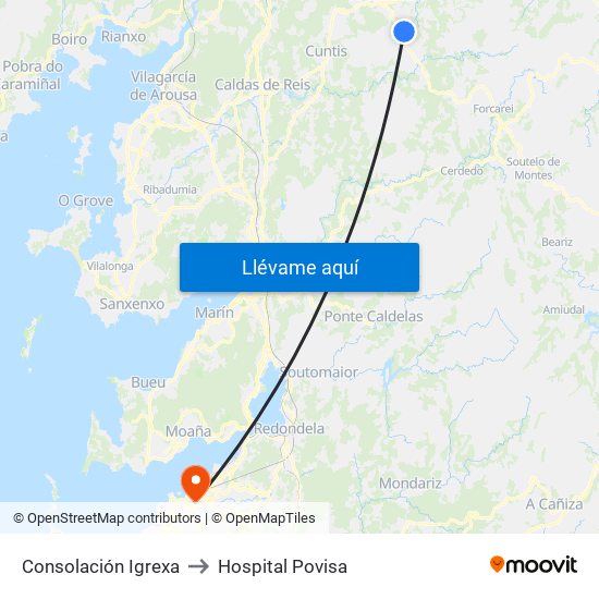 Consolación Igrexa to Hospital Povisa map